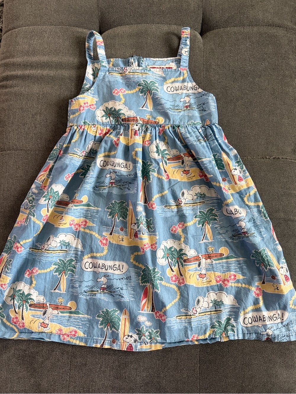 Reyn Spooner Girls Sundress – Snoopy”Cowabunga” Surf Print
